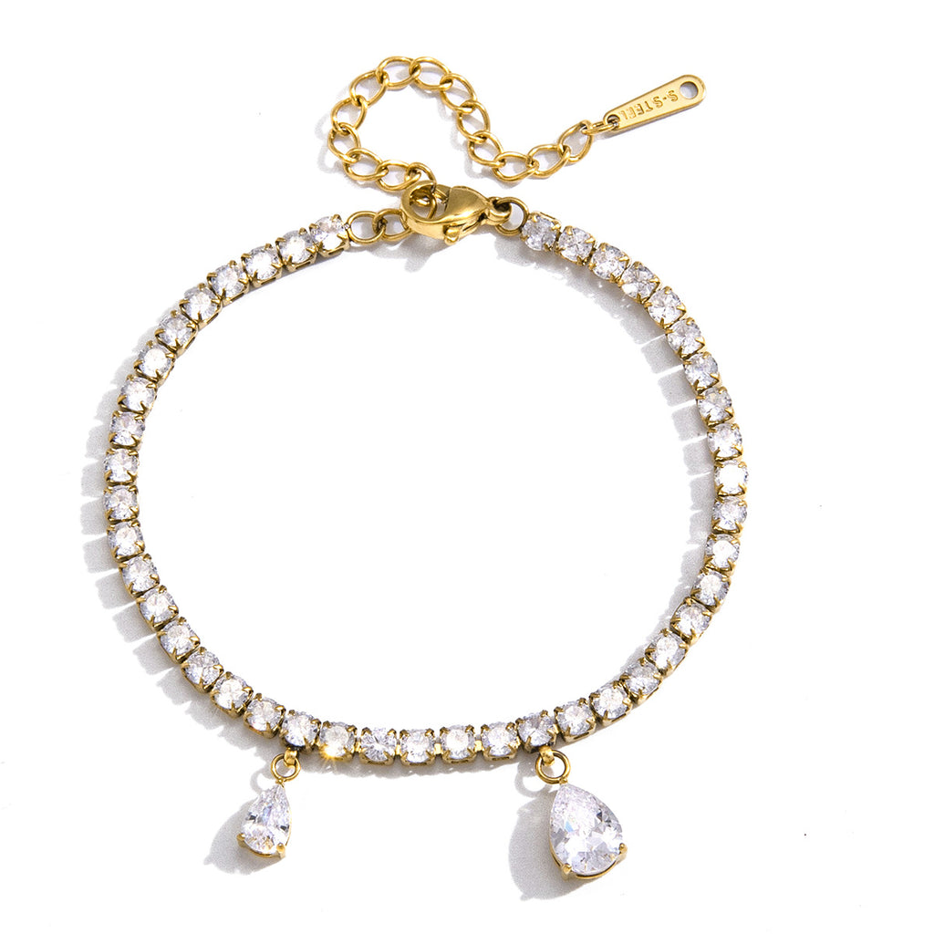 Stainless Steel Bracelet and Ring Collection with Clear Accents finish and shape detail