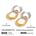 Two-Tone Interlocking Stainless Steel Hoop Drop Earrings — wholesale view 5