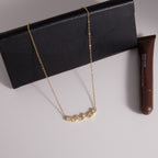 Cluster necklace displayed on a black accessory