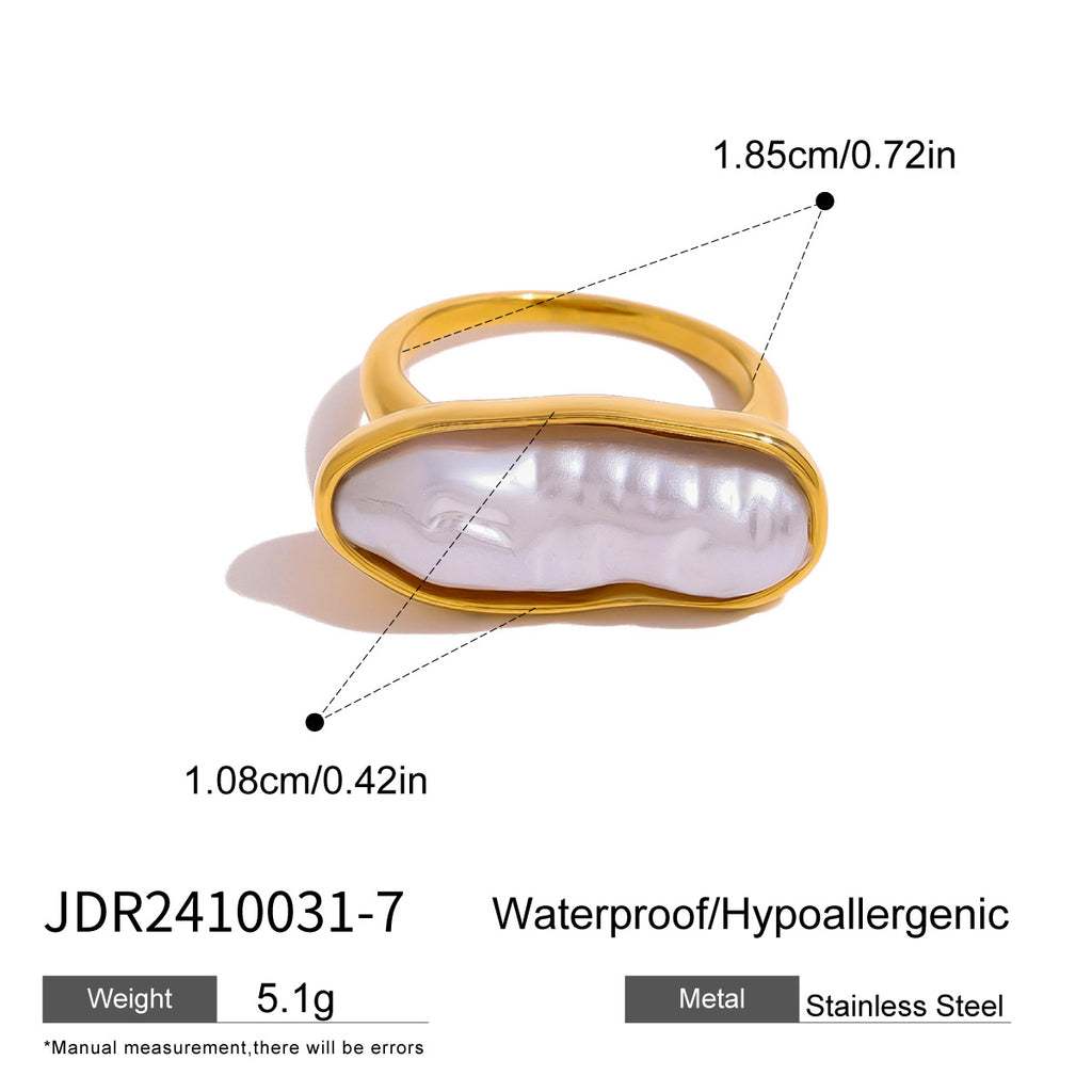 White inlay ring face width height and open band measurements