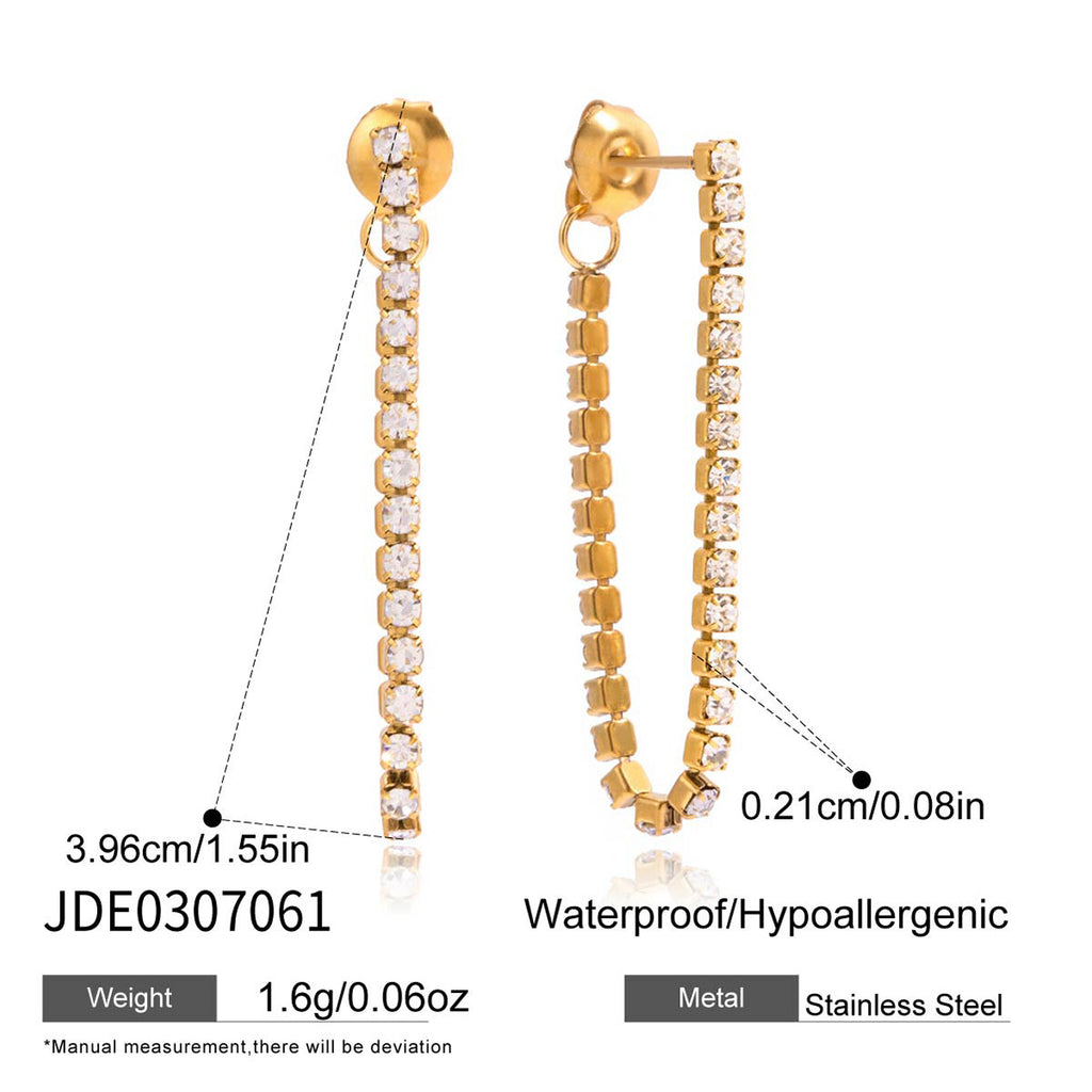Gold-Tone Clear Accent Chain Tassel Stainless Steel Drop Earrings variant reference