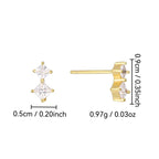 square stone studs with 9 by 5 mm size and 0.97 g weight