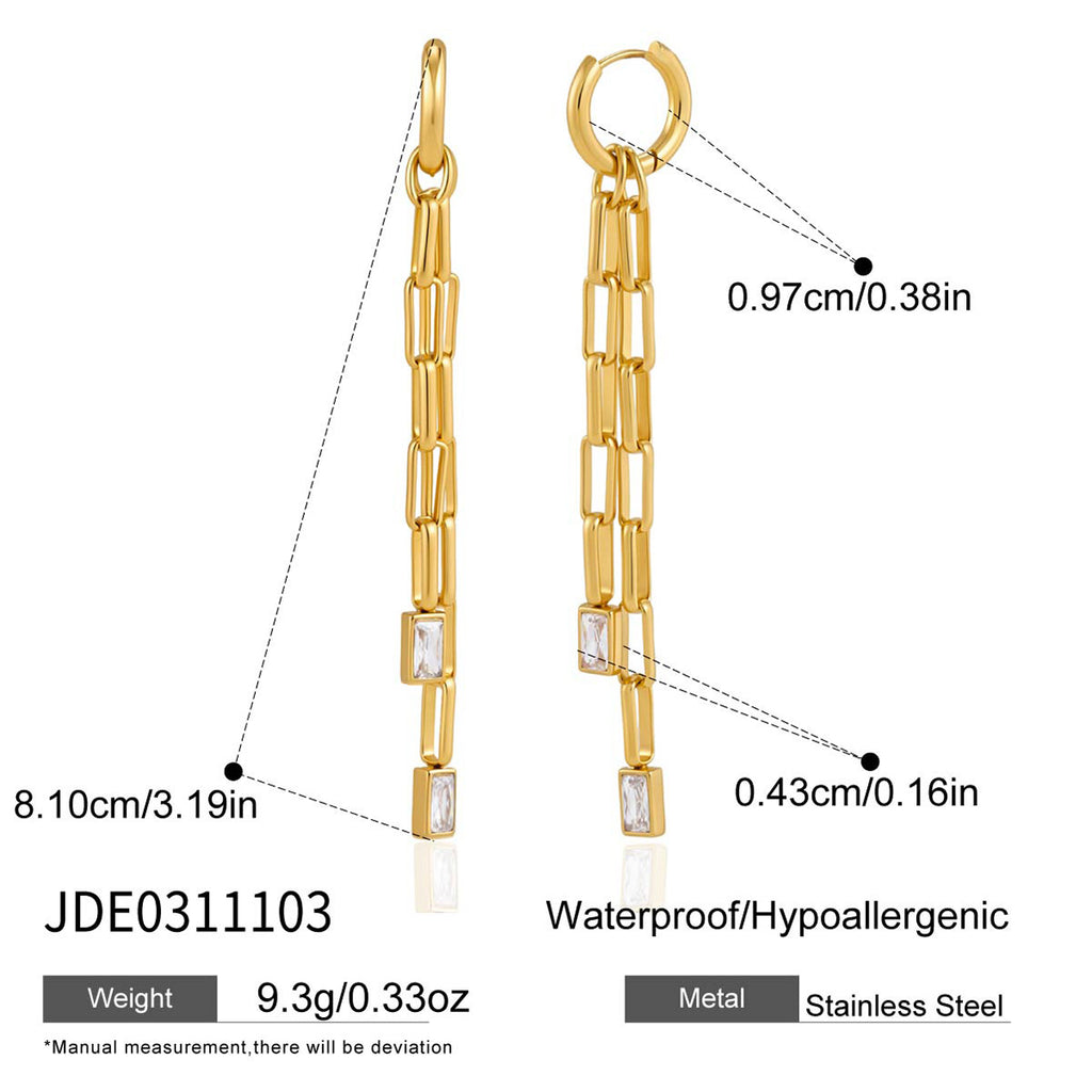 Long link earring size and weight reference