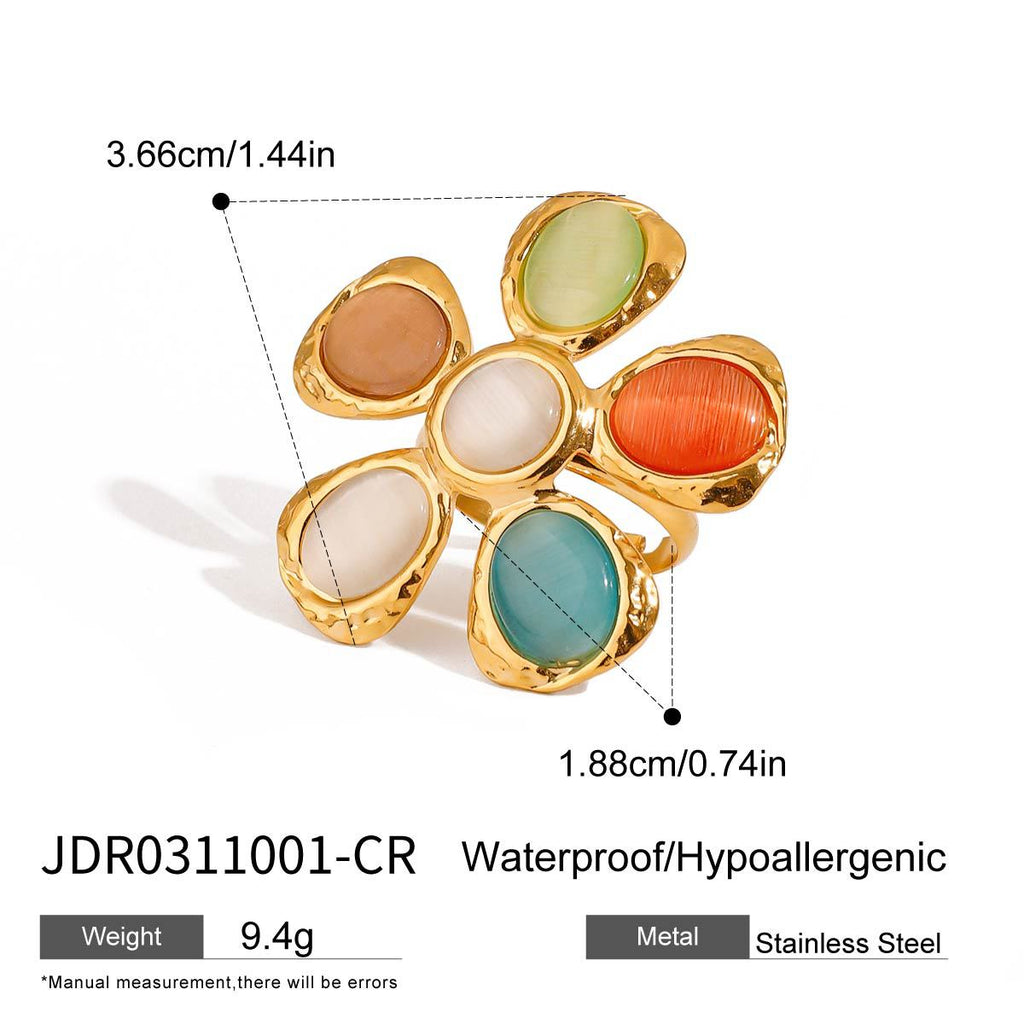 Multicolor Petal Stainless Steel Cocktail Ring — product reference