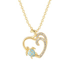 front view of blue resin turtle heart pendant necklace