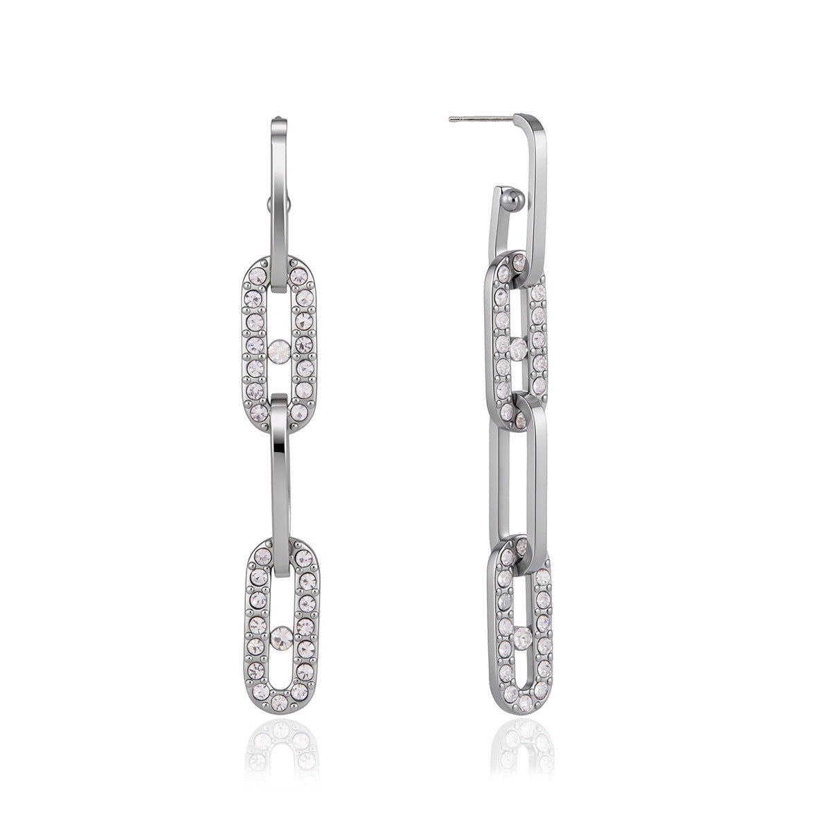 Front and side views showing hinged hoop closures
