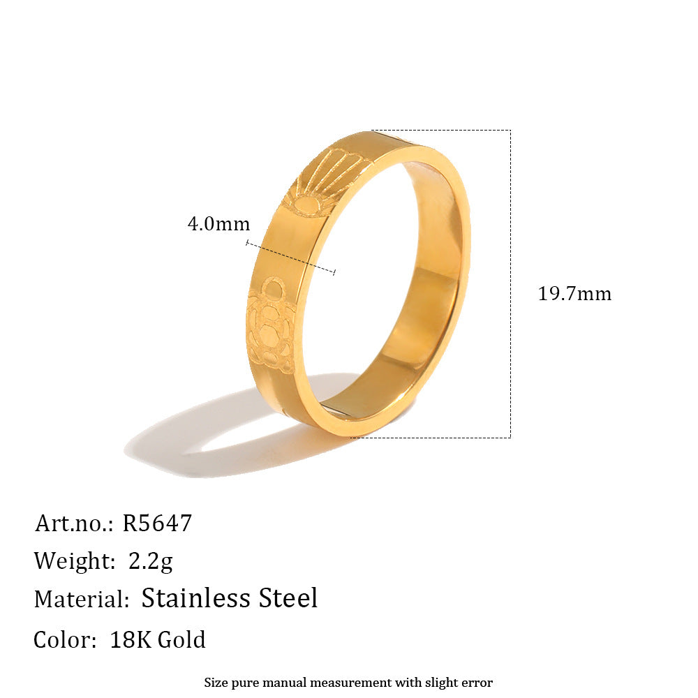 gold-tone stainless steel marine ring width diagram