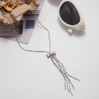 Wholesale Silver-Finish Stainless Steel Tassel Necklace Collection - side profile