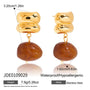 Brown resin earrings with length annotations