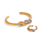 Gold Plated Two-Tone Knot Stainless Steel Open Cuff Bracelet – front view