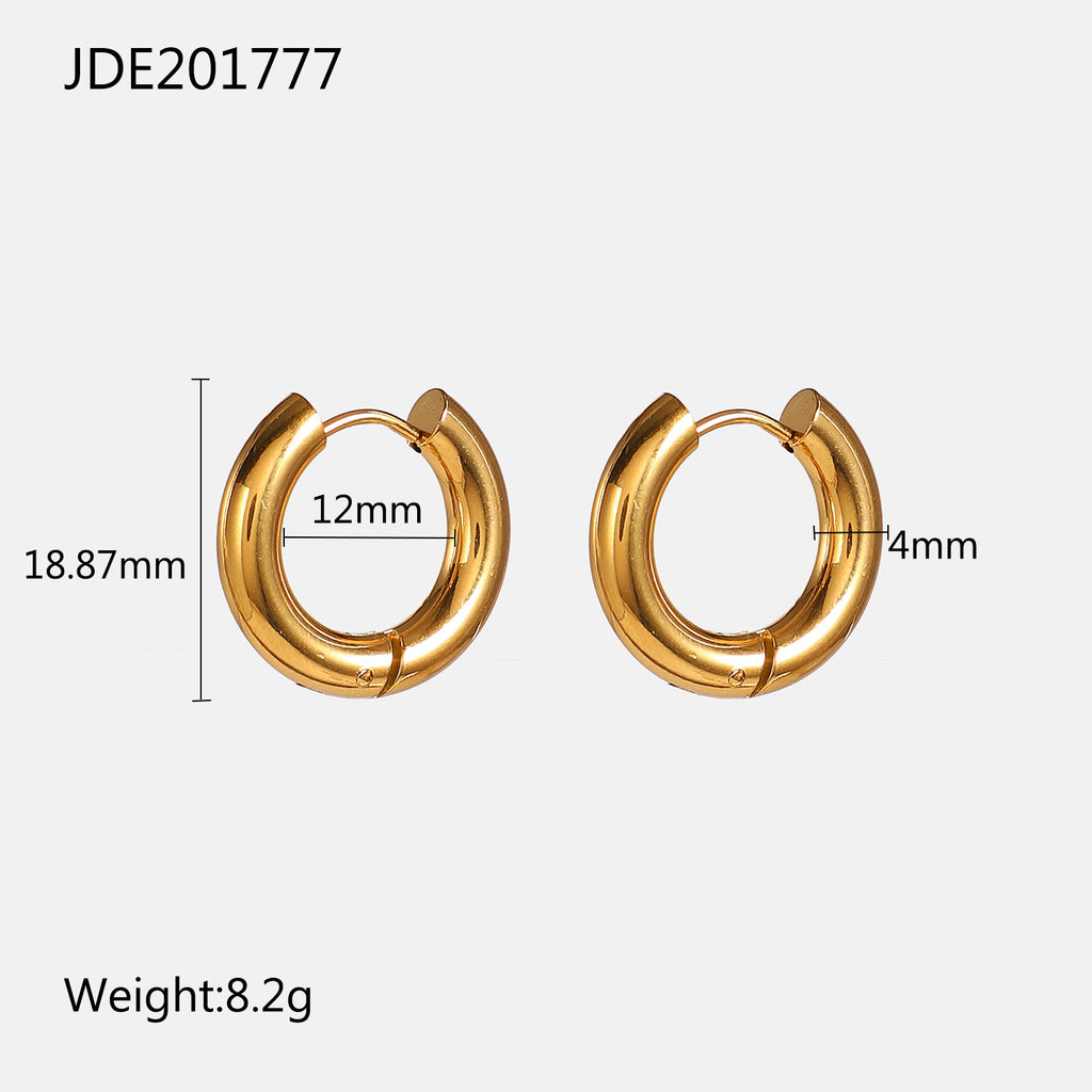 Gold-tone smooth hinged hoops with measurements