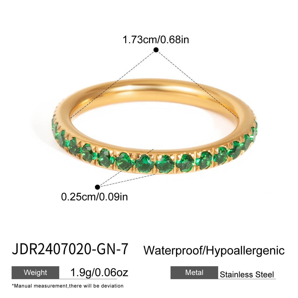 Green stone stacking ring with dimensions