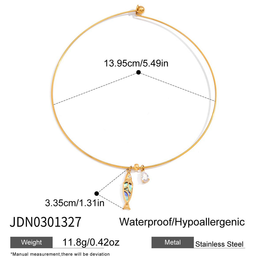 Fish charm collar and pendant measurement image