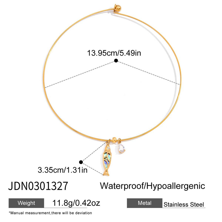 Fish charm collar and pendant measurement image