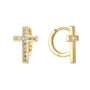 gold plated 925 sterling silver pavé cross huggie hoop earrings — product image 6 of 9
