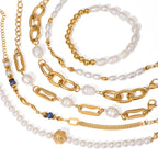 Gold Plated Pearl-Look Stainless Steel Bracelet Collection — wholesale view 4