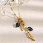 Gold Plated Stainless Steel Fish Pendant Paperclip Necklace — paperclip chain detail