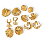 Gold-Tone Stainless Steel Shell and Spiral Stud Earring Collection — alternate angle