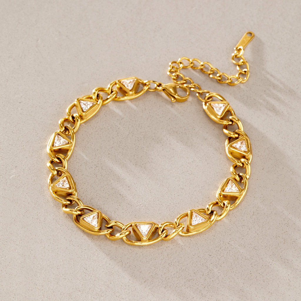 Triangle-accent chain bracelet on stone
