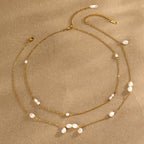 Two white-accent necklace layouts arranged together