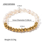 Gold Plated Pearl-Look Stainless Steel Bracelet Collection — wholesale view 8