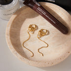 Gold-Tone Pearl-Look Tassel Stainless Steel Hoop Earrings close-up product view
