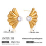 Fan-shaped stud earrings with dimensions