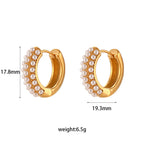 pearl-trimmed huggie earrings with 17.8 by 19.3 mm measurements