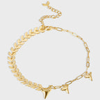 gold plated chevron chain and spike charm anklet