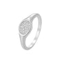 silver-finish brass oval signet ring with clear stones
