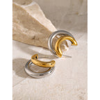 Two-Tone Layered Stainless Steel Hoop Earrings – product view 2