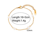 Pearl station bracelet with length and weight labels