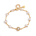 Gold-tone heart halo bracelet on white