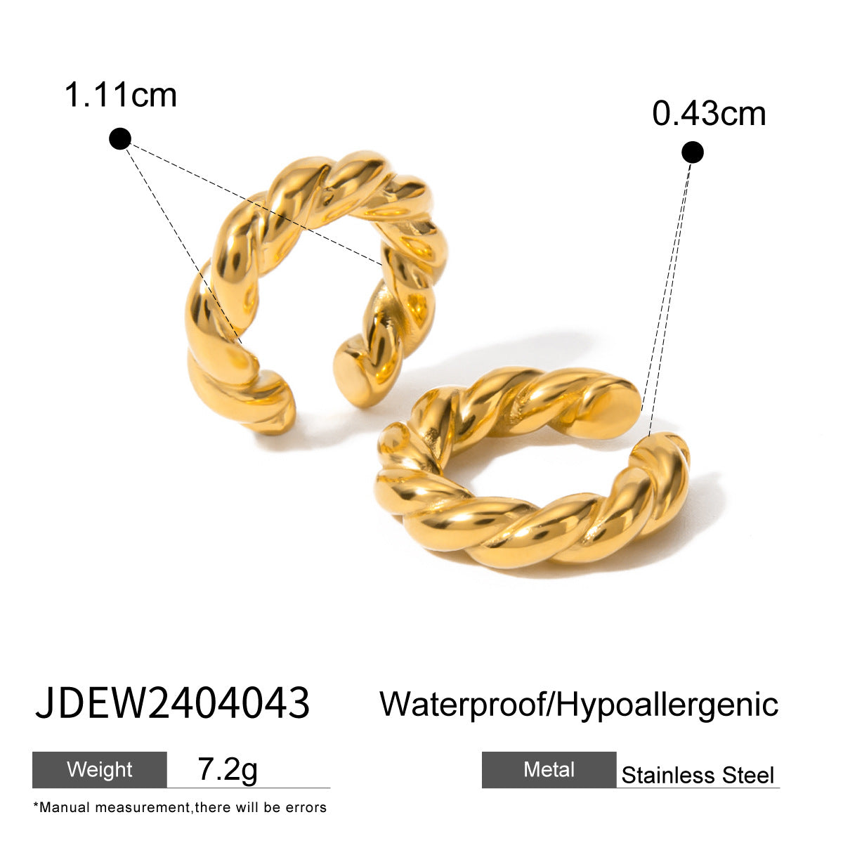 Wholesale Gold-Tone Stainless Steel Hoop and Teardrop Stud Earring Collection - scale reference