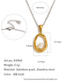 Gold Plated and Silver 316L Stainless Steel Oval Pearl Necklace — chain length clasp and pendant measurements