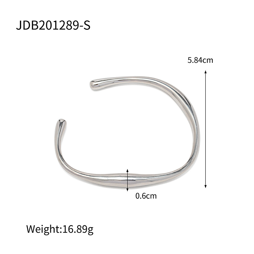 Silver-finish sculptural stainless steel cuff dimensions