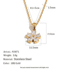 Gold plated flower necklace measurement diagram
