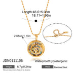 Patterned spiral pendant stainless steel necklace with length guide