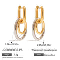 Wholesale Two-Tone Stainless Steel Oval Link Drop Earrings - finish detail
