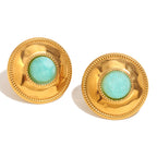 front view of vintage-style amazonite medallion earrings
