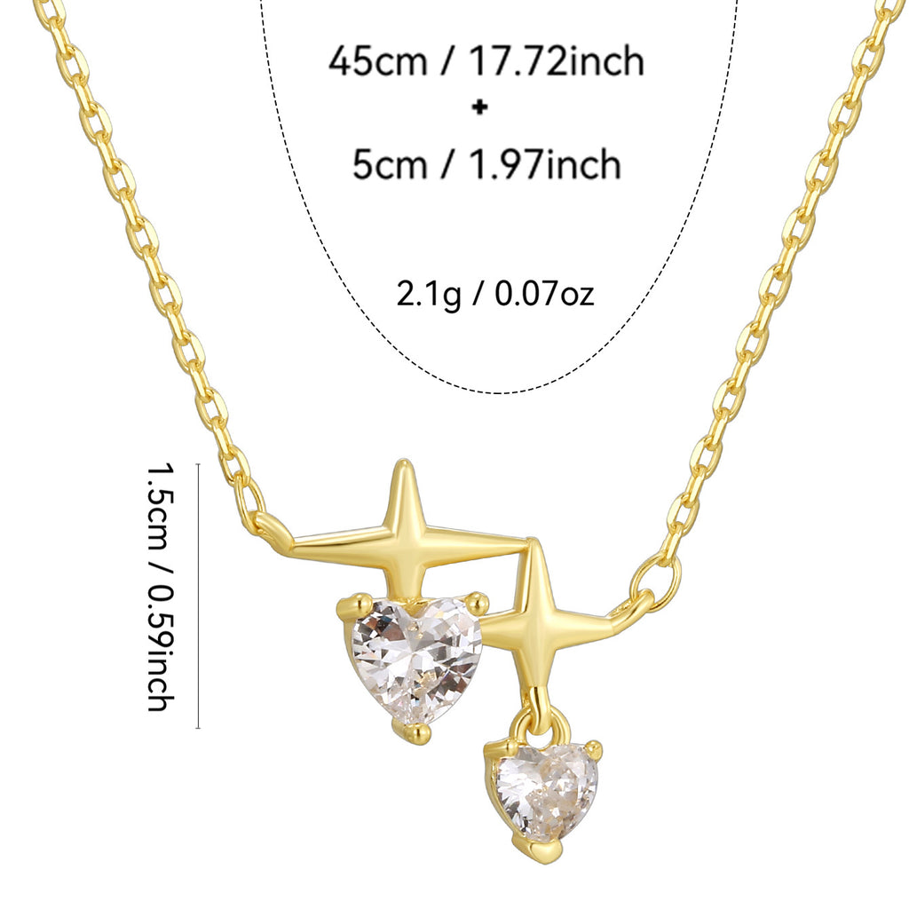 size guide showing 45 cm chain and 5 cm extension on star necklace