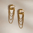 Pair of chain-loop earrings with visible stud posts