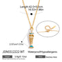 White fish pendant necklace with size annotations