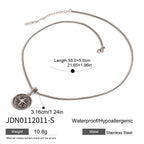 Silver-tone compass disc pendant necklace