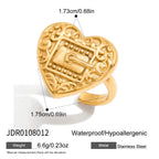 Gold-tone embossed heart ring dimensions
