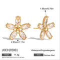 Clear stone flower stud earrings dimensions and material detail