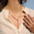 Gold-Tone Clear Stone Stainless Steel Y Necklace Collection — grouped stone Y necklace