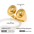Gold tone pebble ring front and width measurements