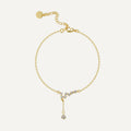 gold plated brass constellation anklet with cubic zirconia star drop