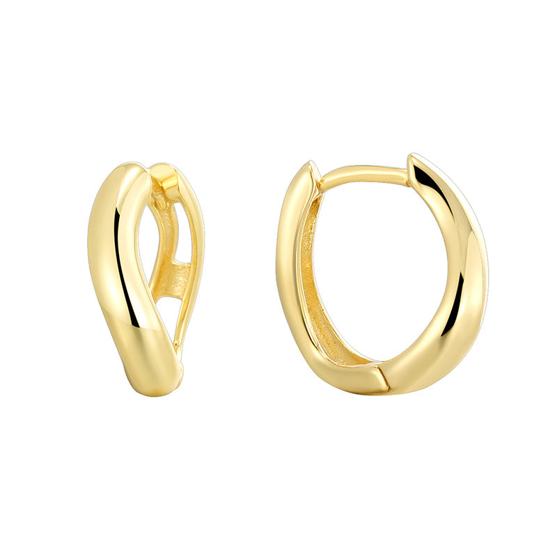 isolated gold plated asymmetric open hoop earring pair